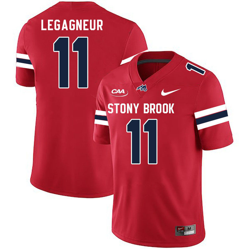 Stony Brook Seawolves #11 Clarens Legagneur College Football Jerseys Stitched Sale-Red